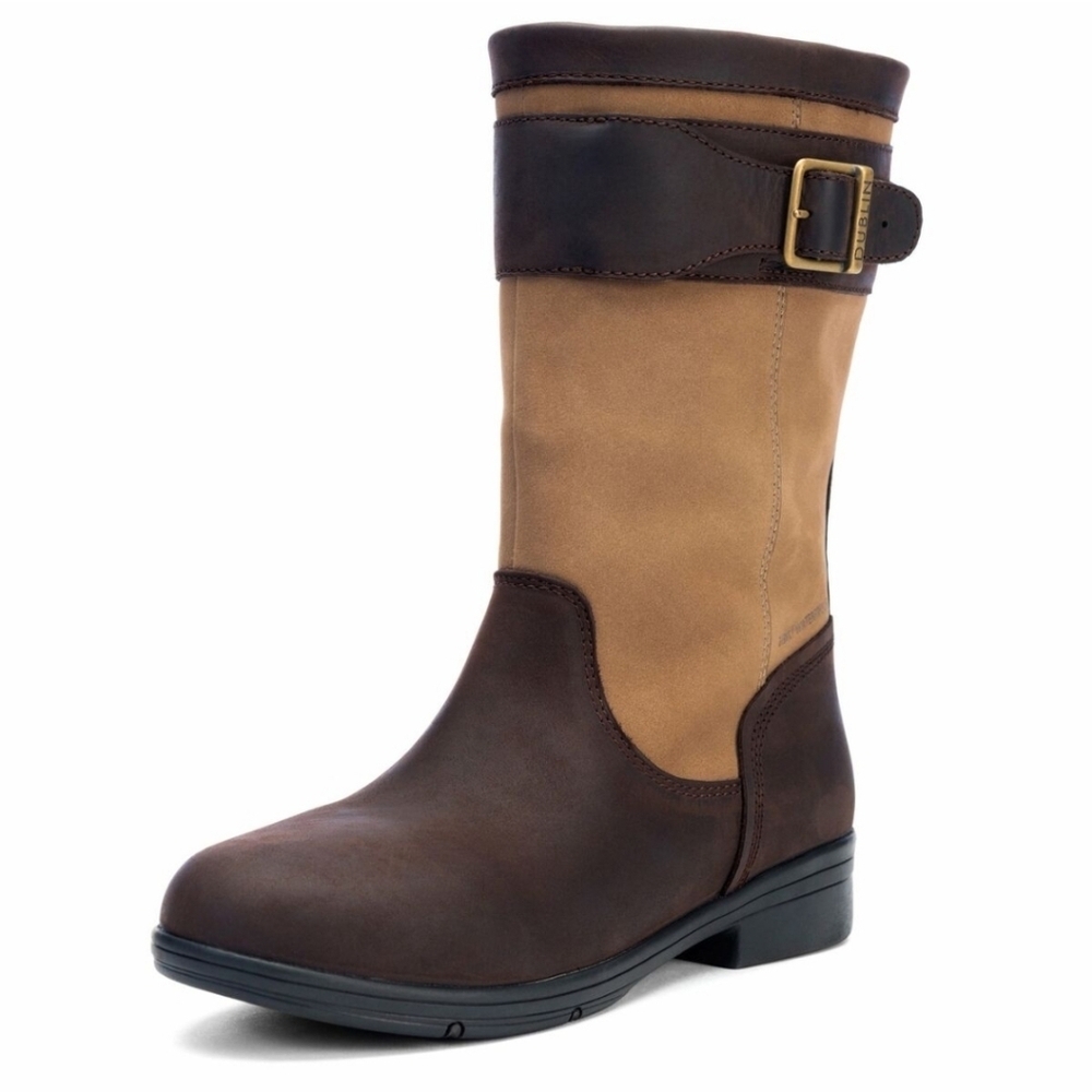 Dublin Estuary Western Cozy Cabin Brown Two Tone Leather Riding Boots Size 6.5